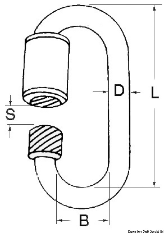 Snaphook w. screw opening AISI 316 8 mm